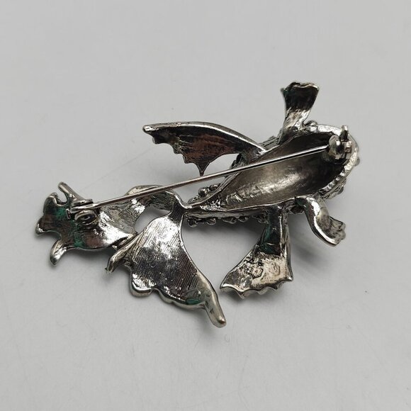 Vintage Silver Tone Koi Fish Brooch Pin With Rhinestones - Picture 4 of 4
